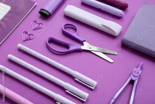Different stationery on pur...