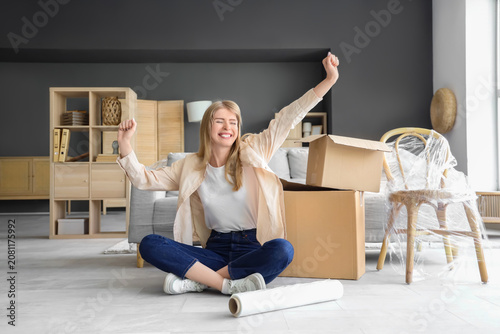 Happy young woman with stre...