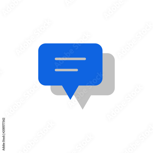 Chat icon with grey and blue flat symbol for instant messaging