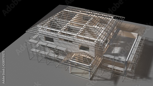 3D illustration of building and construction