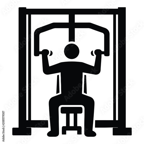 Butterfly Machine Silhouette Vector Icon for Chest Fly Exercise and Pectoral Muscle Training