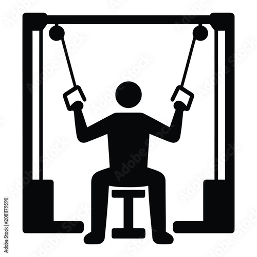 Cable Shoulder Press Silhouette Vector Icon for Gym Fitness and Muscle Training
