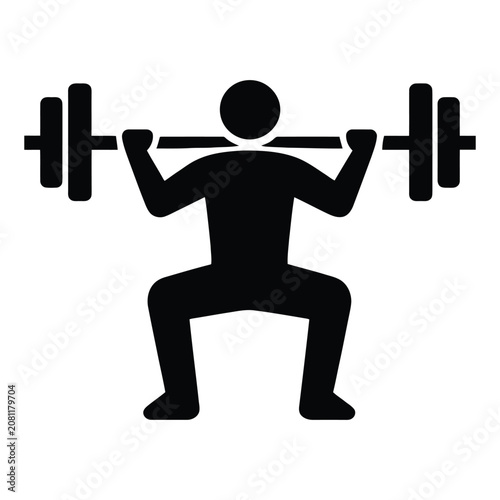 Squat Silhouette Vector Icon for Lower Body Strength and Fitness Workout