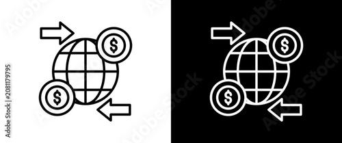 Foto Transaction white and black icon set design
