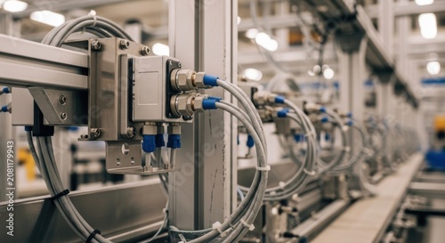 machine automation with conveyor system production line in industrial factory