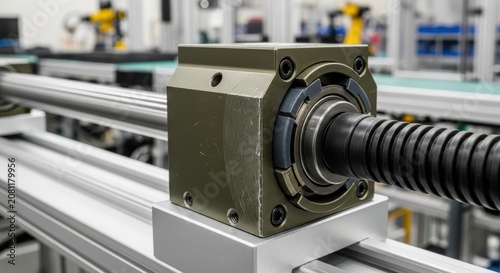 Ball screw drive shaft rotating in mechanical automation system manufacturing environment