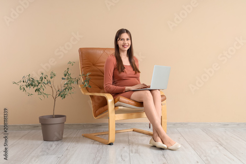 Young pregnant businesswoma...