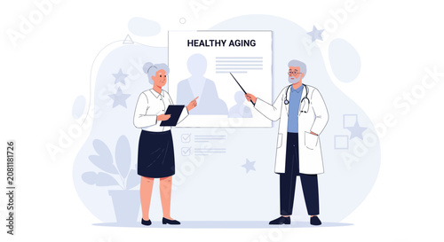 Doctor and Senior Patient Discuss Healthy Aging and Wellness Presentation