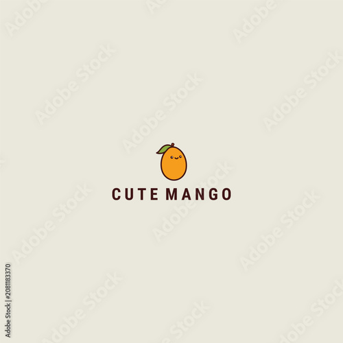 Cute mango logo vector icon illustration
