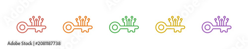 Fotografía Key Circuit Icon Set Multiple Style Collection