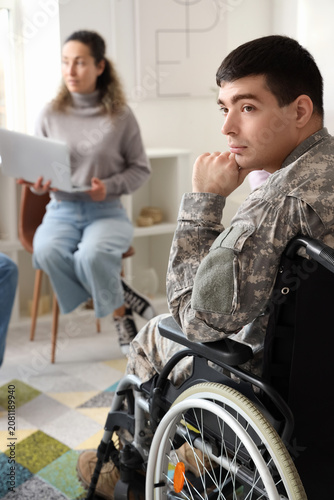 Male soldier in wheelchair ...