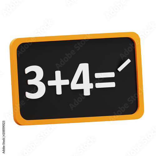 3D Illustration of a Blackboard with Math Equation for Back to School Concept