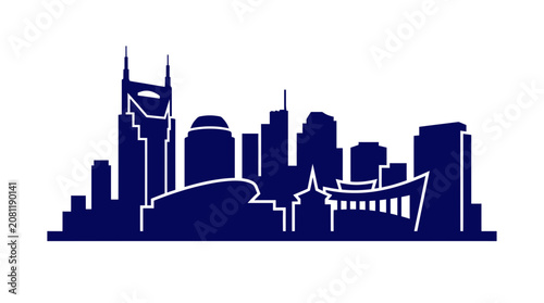 Konstfotografi Nashville Skyline Silhouette - Modern Cityscape Illustration