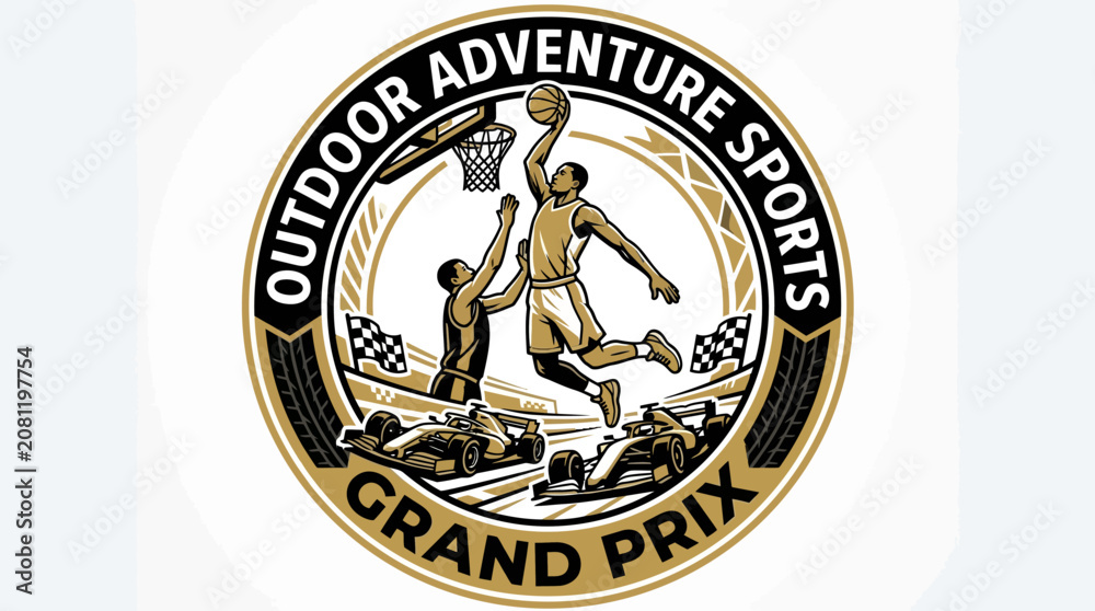 Obraz premium Dynamic Outdoor Adventure Sports Grand Prix Logo Design