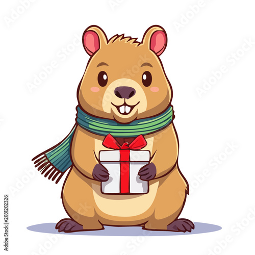 Cute cartoon pig wearing striped shirt and bow tie