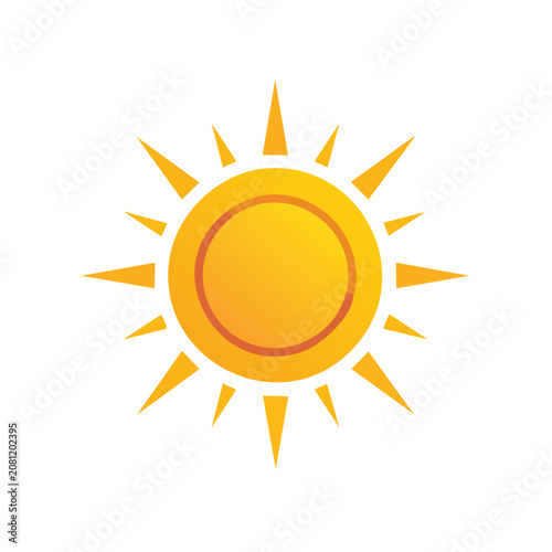 Flat vector icon of a bright sun with rays