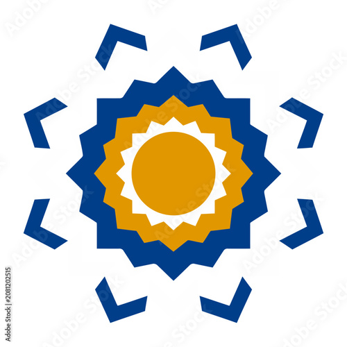 Blue and Orange Geometric Sunburst Vector