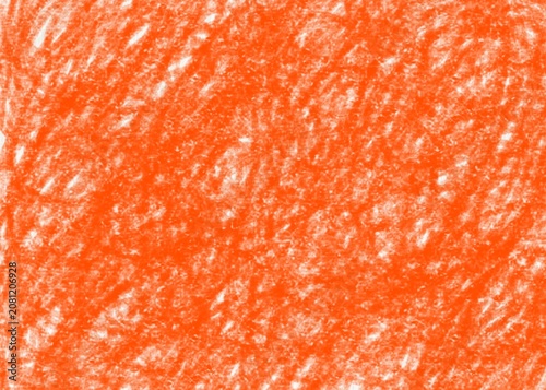 Hand drawn rough orange wax crayon scribble texture on white paper.