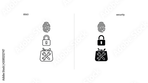 Security and locksmith repair tool vector icon set