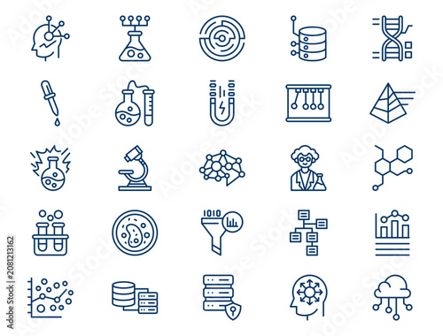 Advanced data science outline collection presents detailed biotechnology research elements. Analytics concept