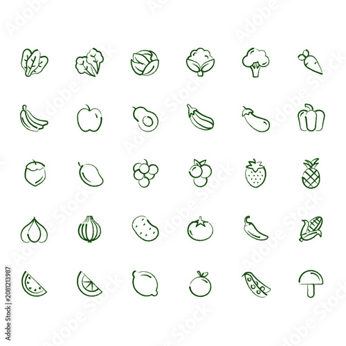 vegetables icon set
