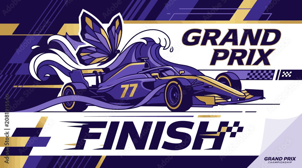 Obraz premium Captivating Grand Prix Finish Aura Illustrated With Butterfly And Wave