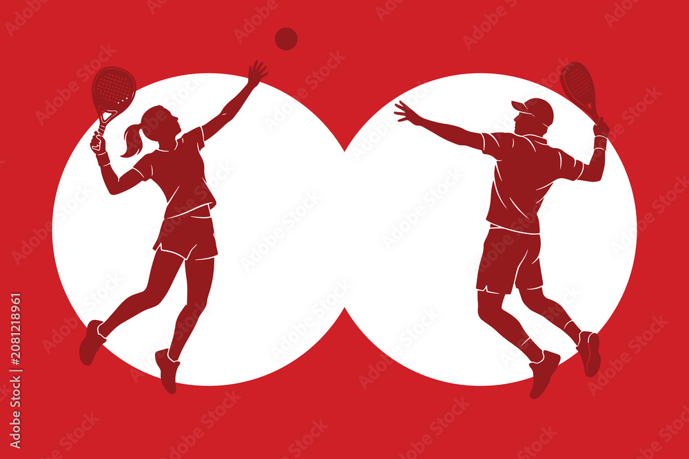 Obraz premium red padel player smash pose