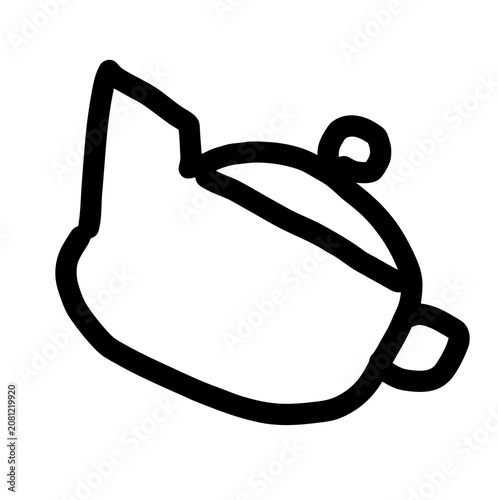 Hand Drawn Teapot Outline Vector Icon Isolated on White