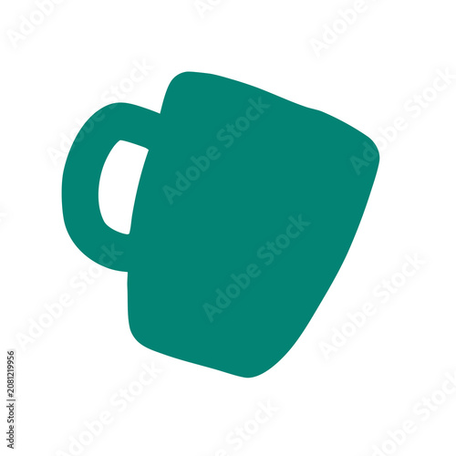 Green Coffee Mug Flat Vector Icon Isolated on White Background