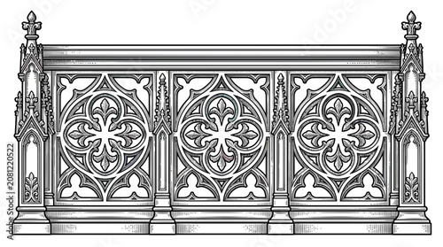 Εκτύπωση καμβά Gothic Balustrade Ornate Stone Carving Architectural Detail