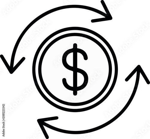 Foto Cash Back Refund Icon with Rotating Arrows