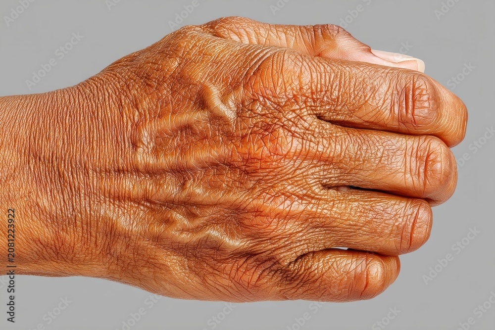 Fototapeta premium De quervain disease closeup of a wrist with thumb pain in clinical examination