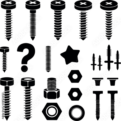 Fastener Collection with Screws Bolts Nuts and Rivets
