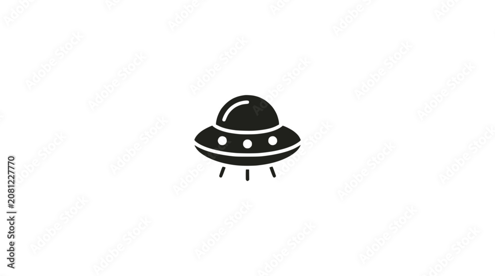 Fototapeta premium Minimalist UFO Icon Flying Saucer Spacecraft Illustration