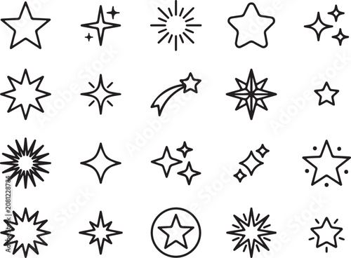 Star burst line icons vector set illustration.