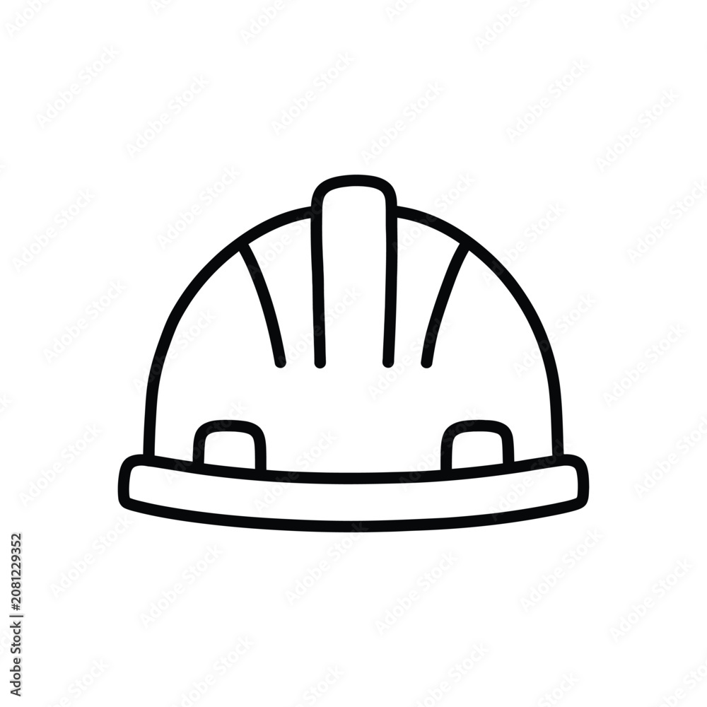 Fototapeta premium Simple outline icon of a construction hard hat.
