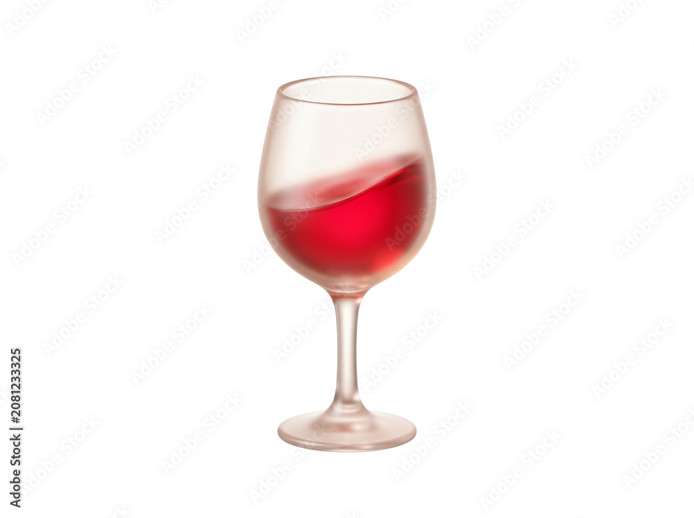 Fototapeta premium 3D Wine Glass Icon For Food And Beverage Concept