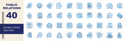 Konstfotografi Public relations icon set