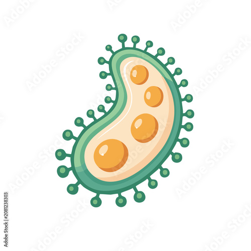 Flat illustration of a virus with spike proteins