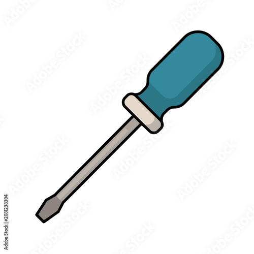 Flat illustration of a screwdriver with teal handle