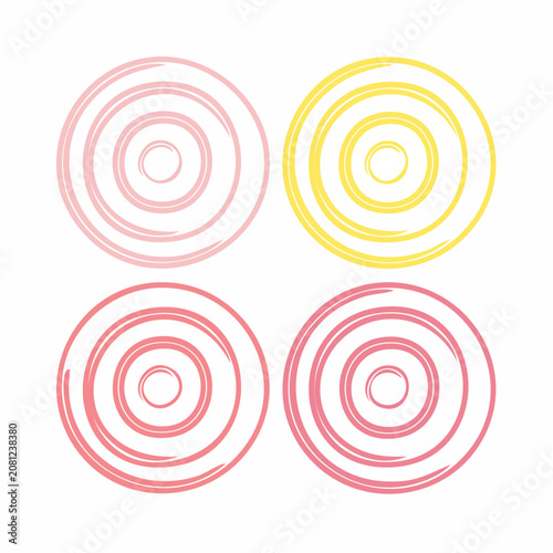 Four Swirling Circles in Pink and Yellow