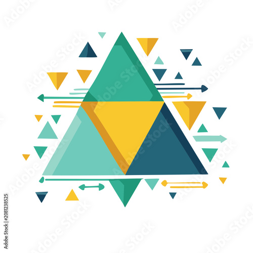 Abstract geometric triangle with arrows and shapes