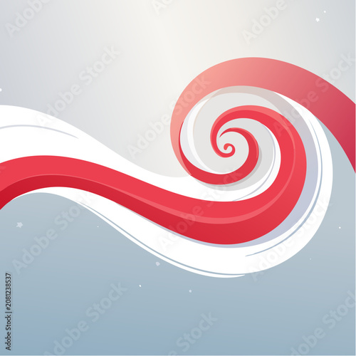 Abstract red wave and spiral vector design