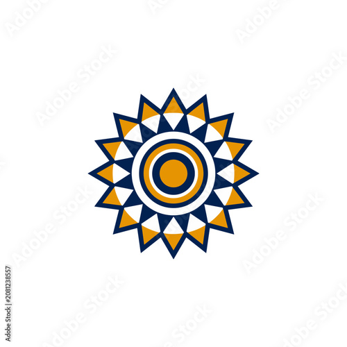 Blue and Orange Sunburst Geometric Vector Design