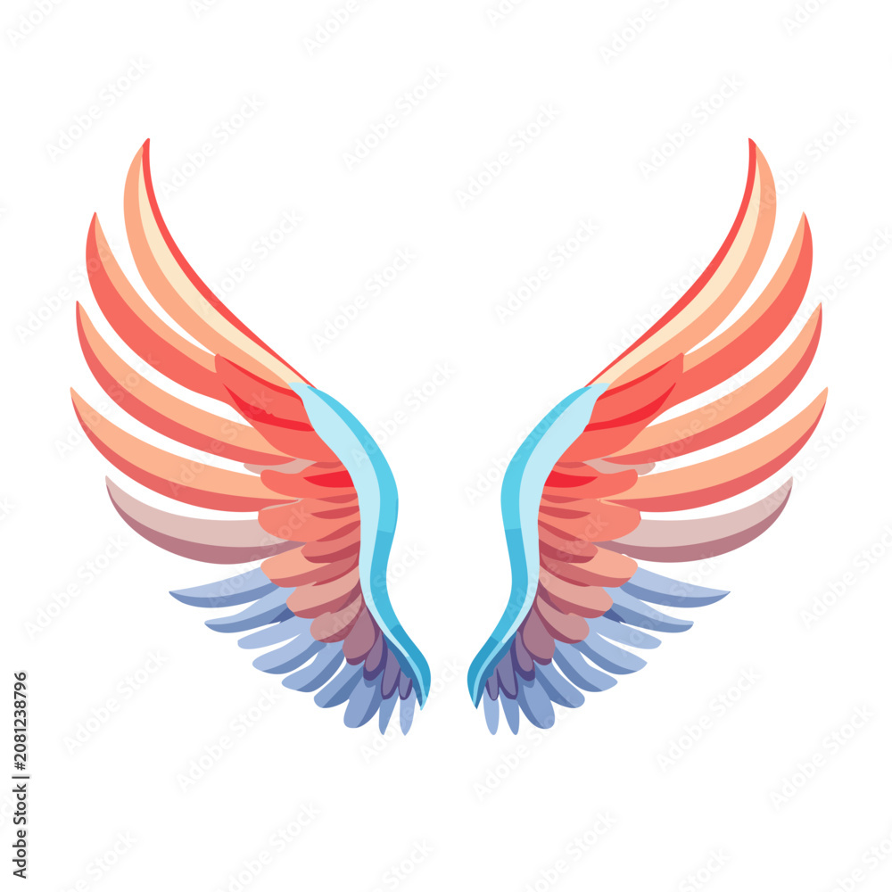 Fototapeta premium Colorful Angel Wings with Gradient Feathers