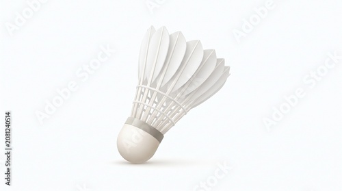 3D Render of a Professional White Badminton Shuttlecock Isolated on White Background for Sports Equipment Concept
