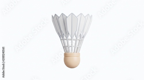3D Illustration of a Classic White Badminton Shuttlecock or Birdie Isolated on a Clean White Background