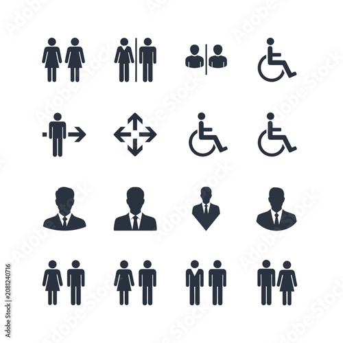 Collection of accessibility and gender symbols.