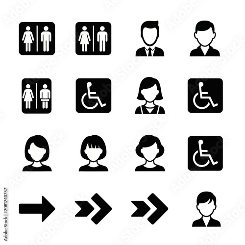 Collection of Accessibility and Direction Icons.