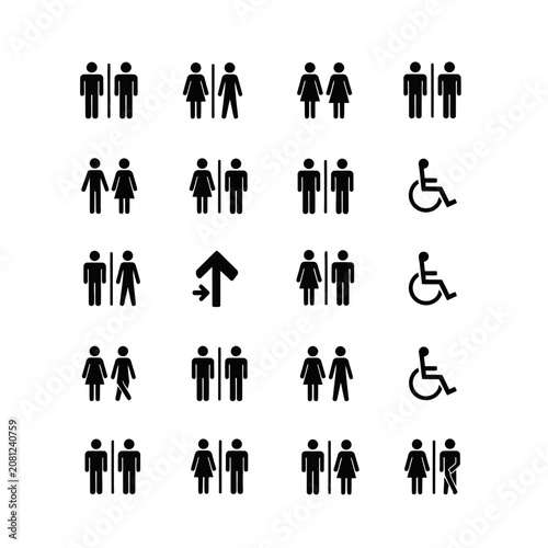 Collection of Accessible Restroom and Directional Signs.